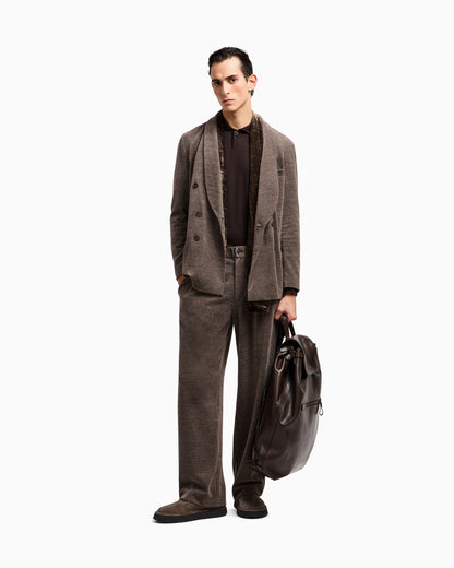 Long-sleeved polo shirt in virgin wool