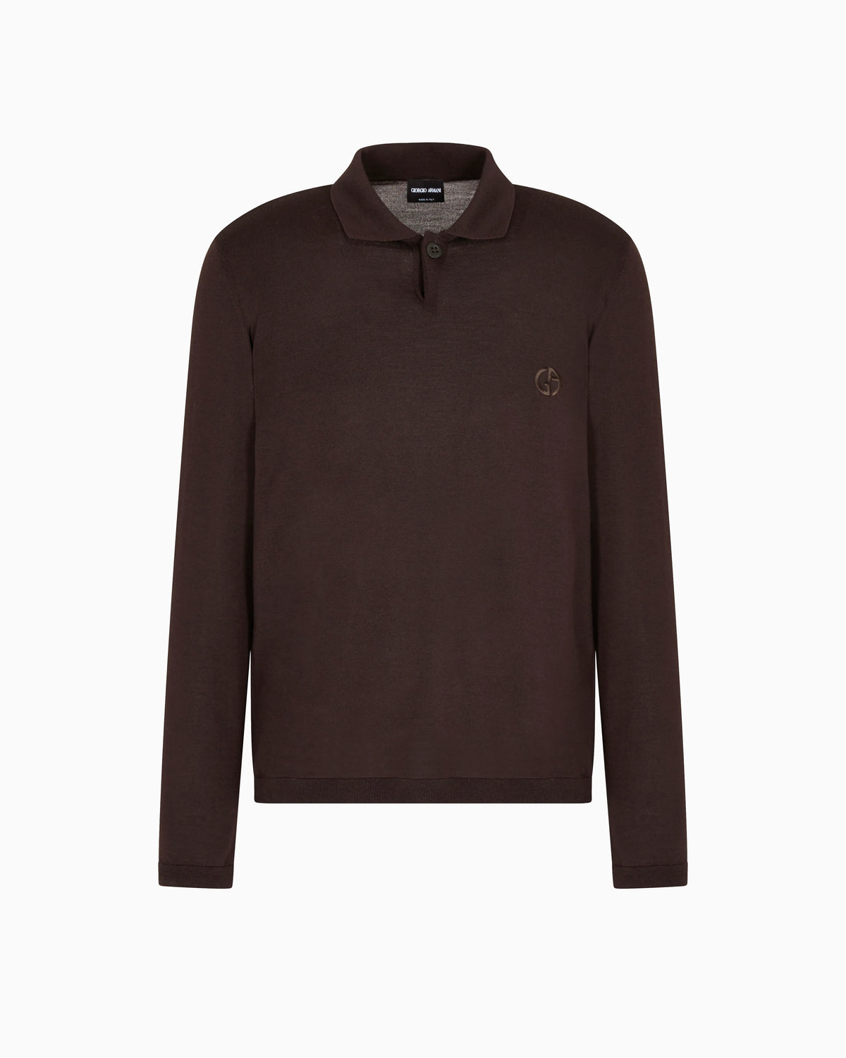 Long-sleeved polo shirt in virgin wool