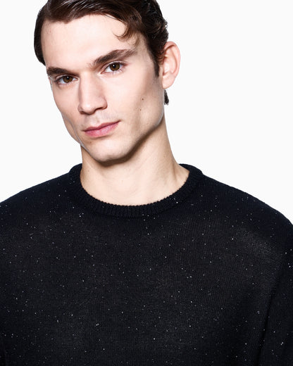 Giorgio’s crew-neck jumper in cashmere and silk with rhinestones