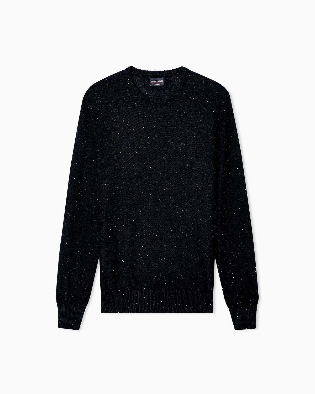 Giorgio’s crew-neck jumper in cashmere and silk with rhinestones