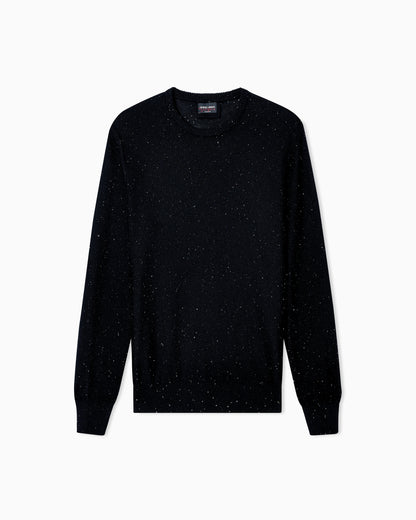 Giorgio’s crew-neck jumper in cashmere and silk with rhinestones