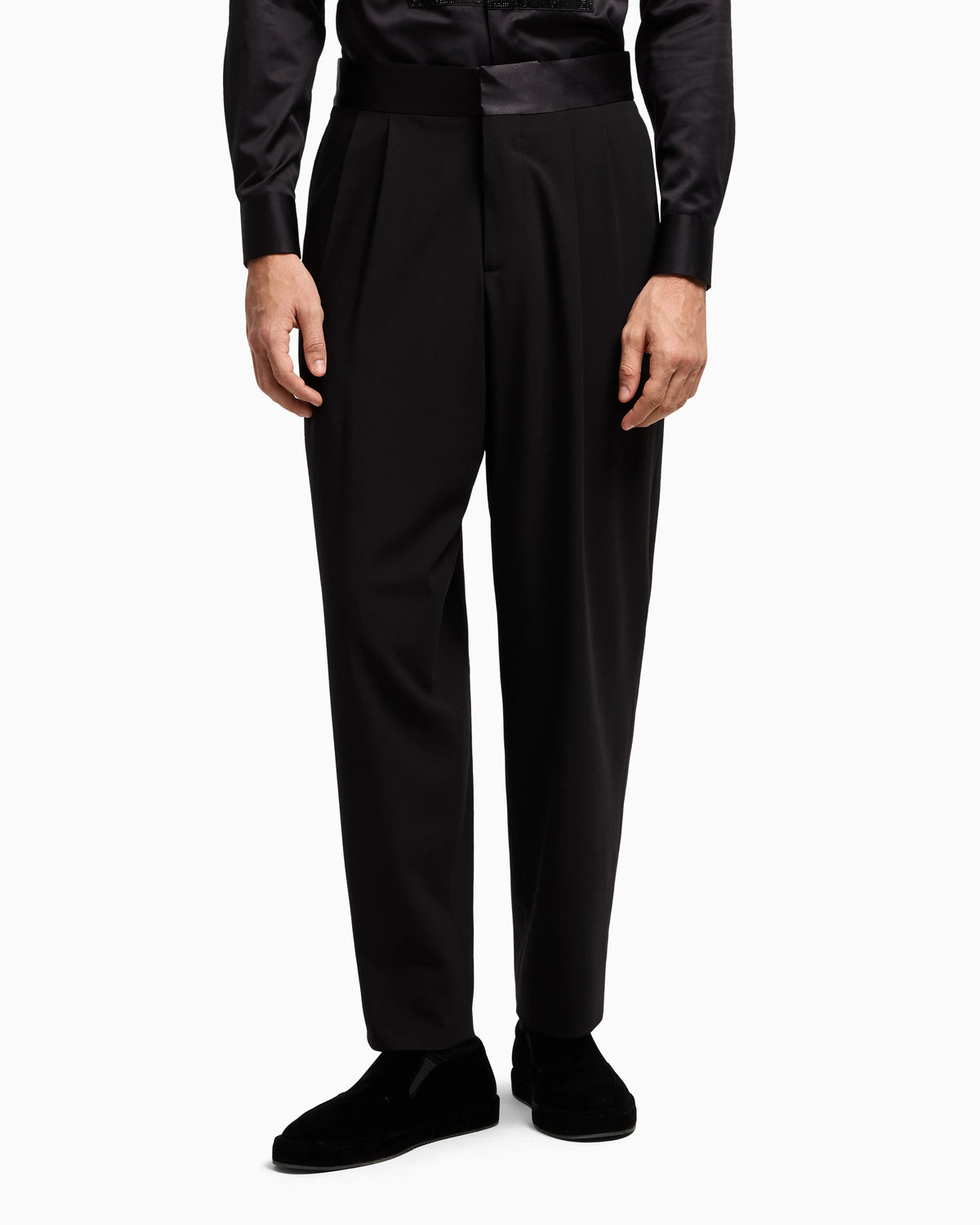 Giorgio’s double-pleat trousers in wool crêpe