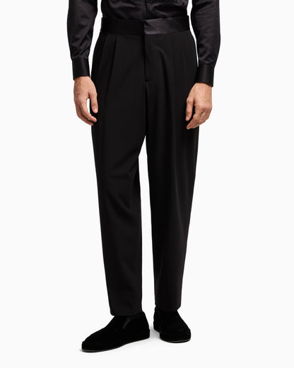 Giorgio’s double-pleat trousers in wool crêpe