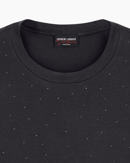 Cotton shirt in Pima jersey with rhinestones