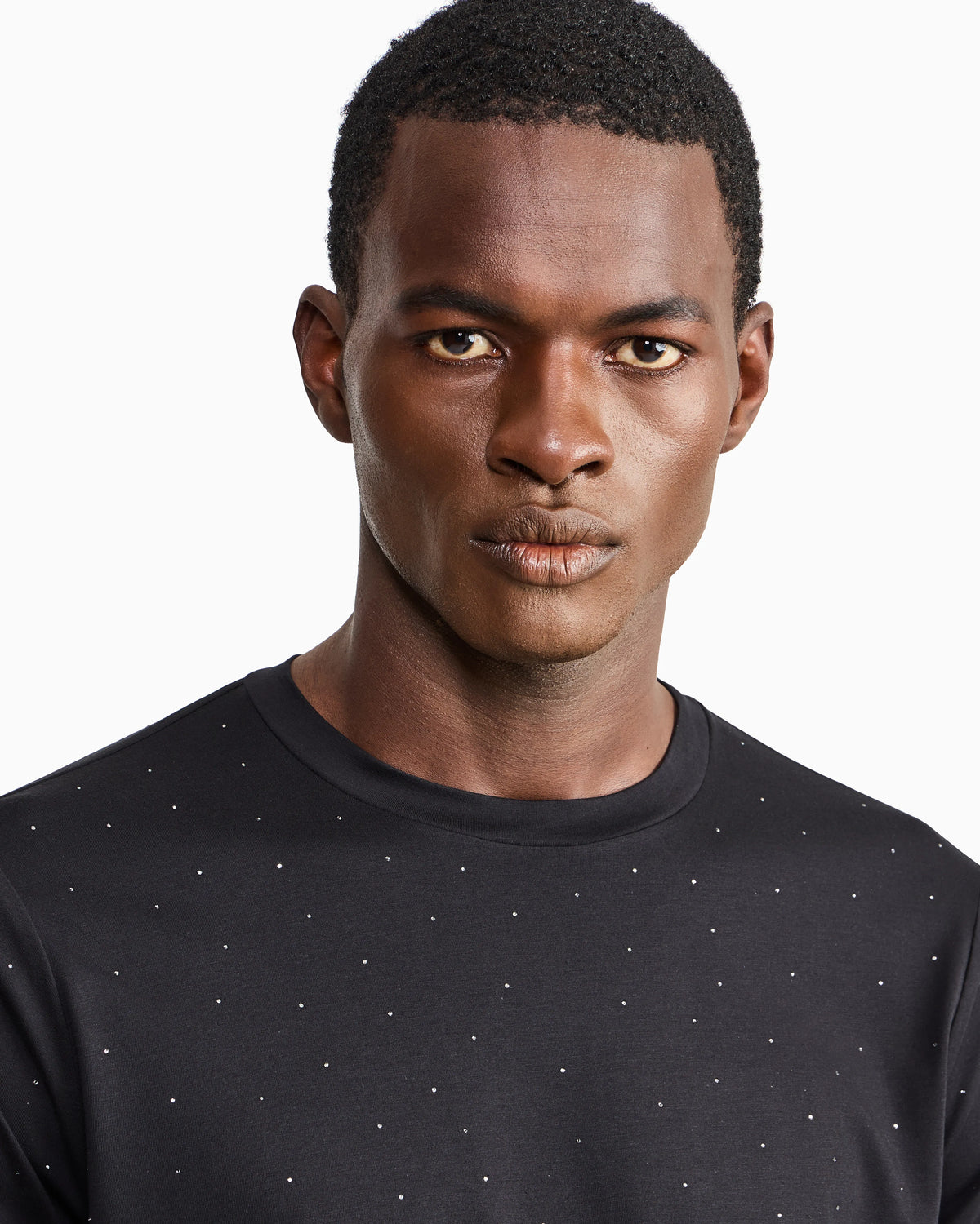 Cotton shirt in Pima jersey with rhinestones