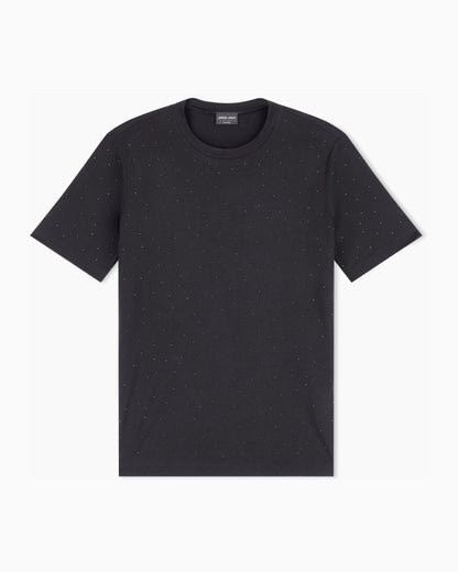 Cotton shirt in Pima jersey with rhinestones