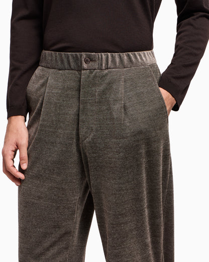 ASV single-pleat trousers in milleraies cotton jersey