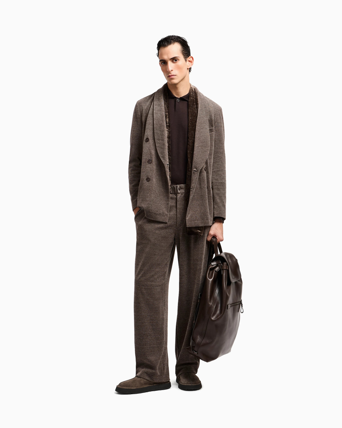 ASV single-pleat trousers in milleraies cotton jersey