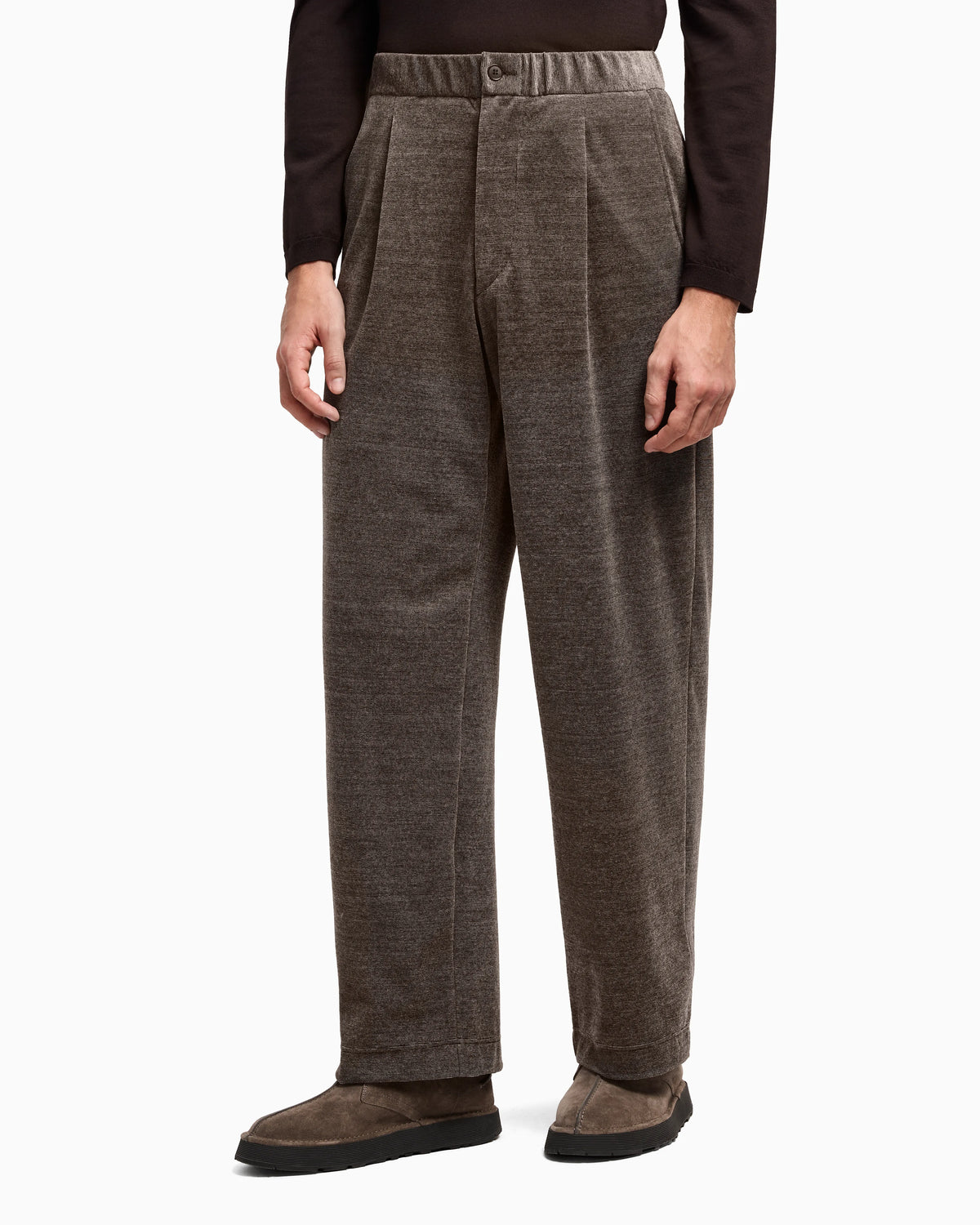 ASV single-pleat trousers in milleraies cotton jersey