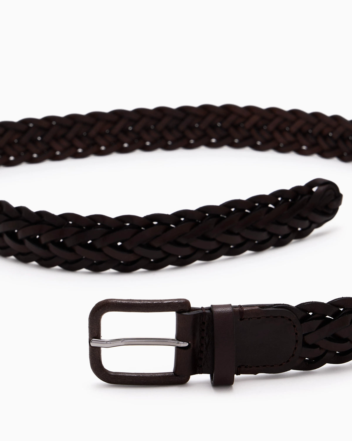 Braided nappa-leather belt