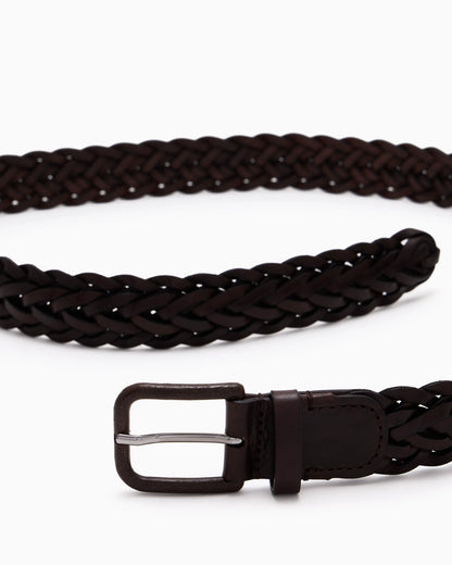 Braided nappa-leather belt