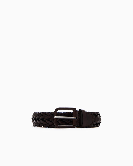 Braided nappa-leather belt