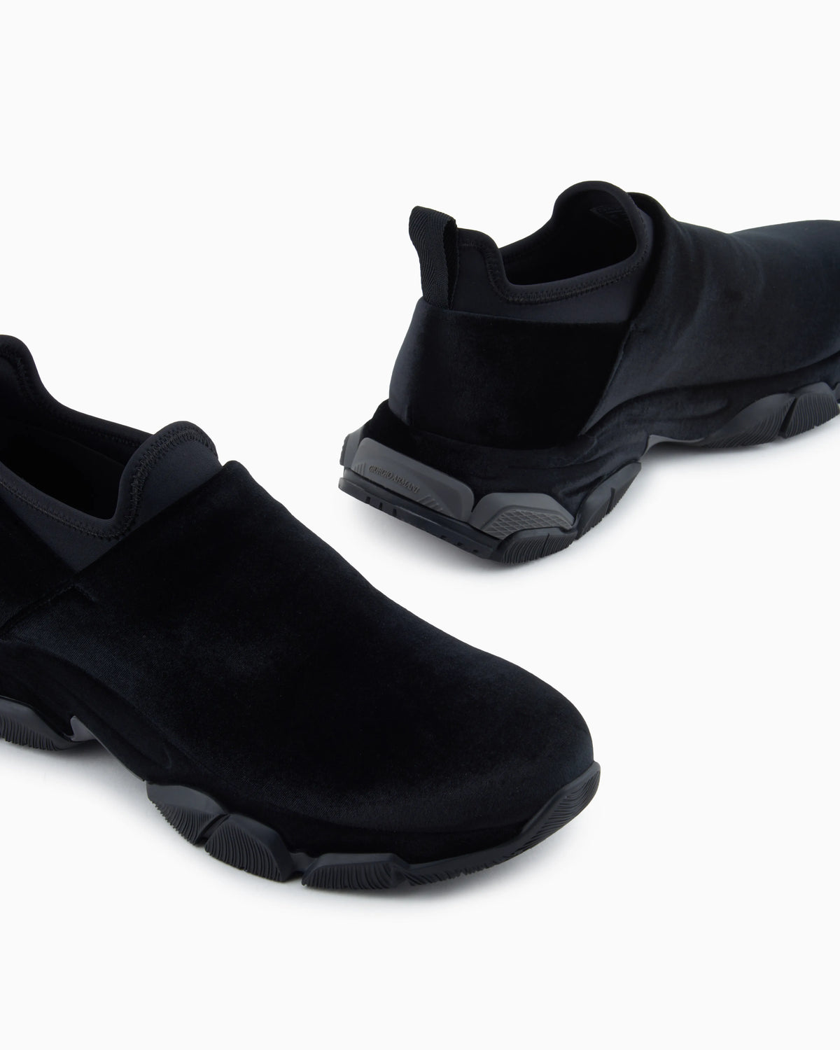 Slip-on sneakers in velvet and scuba fabric