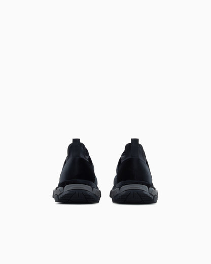 Slip-on sneakers in velvet and scuba fabric