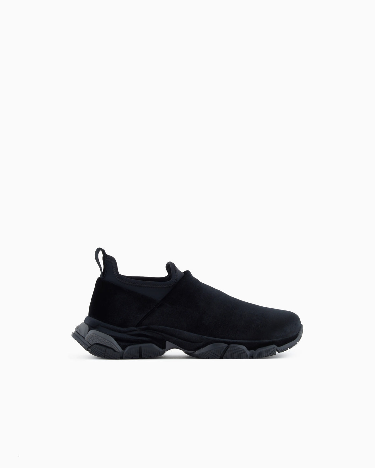 Slip-on sneakers in velvet and scuba fabric