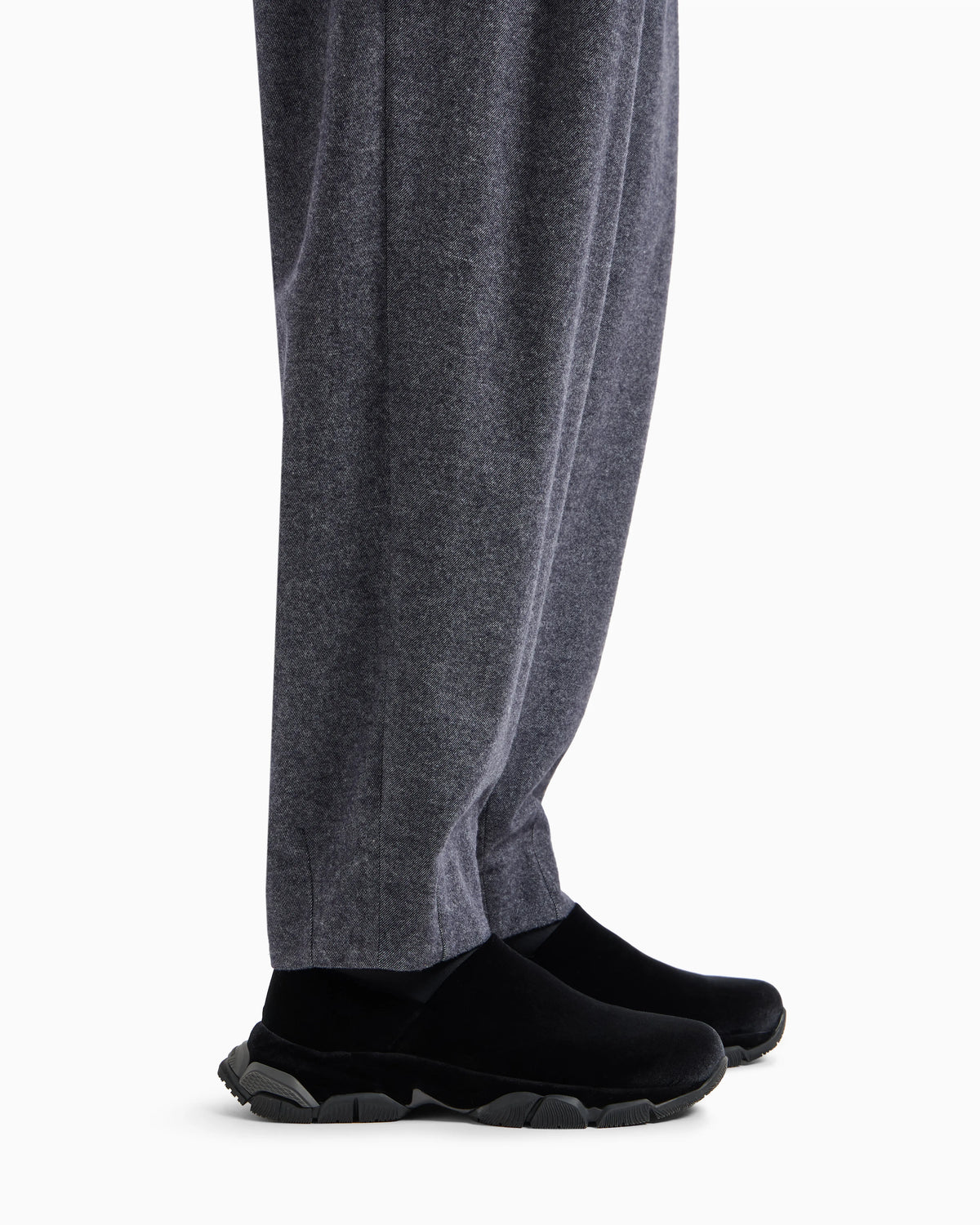 Slip-on sneakers in velvet and scuba fabric