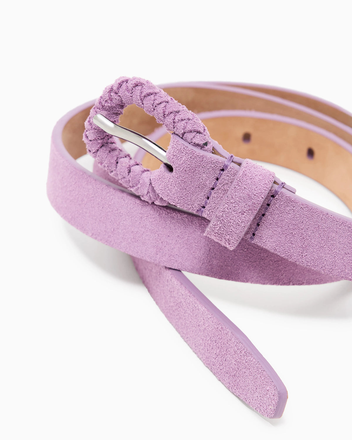 Suede belt with buckle
