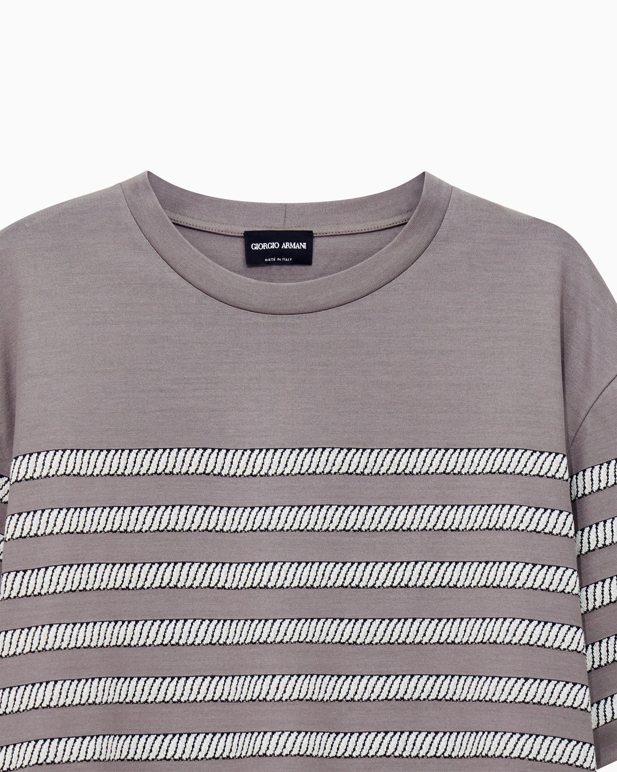 Crew-neck T-shirt with fil coupé weave