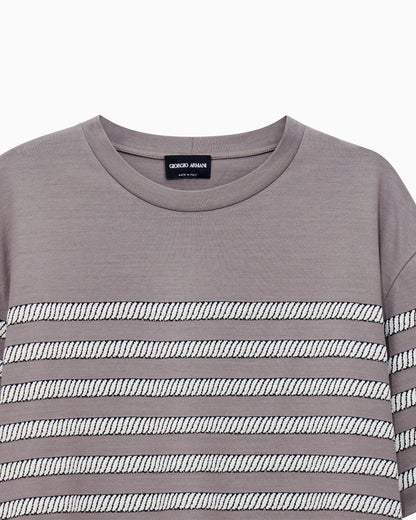 Crew-neck T-shirt with fil coupé weave