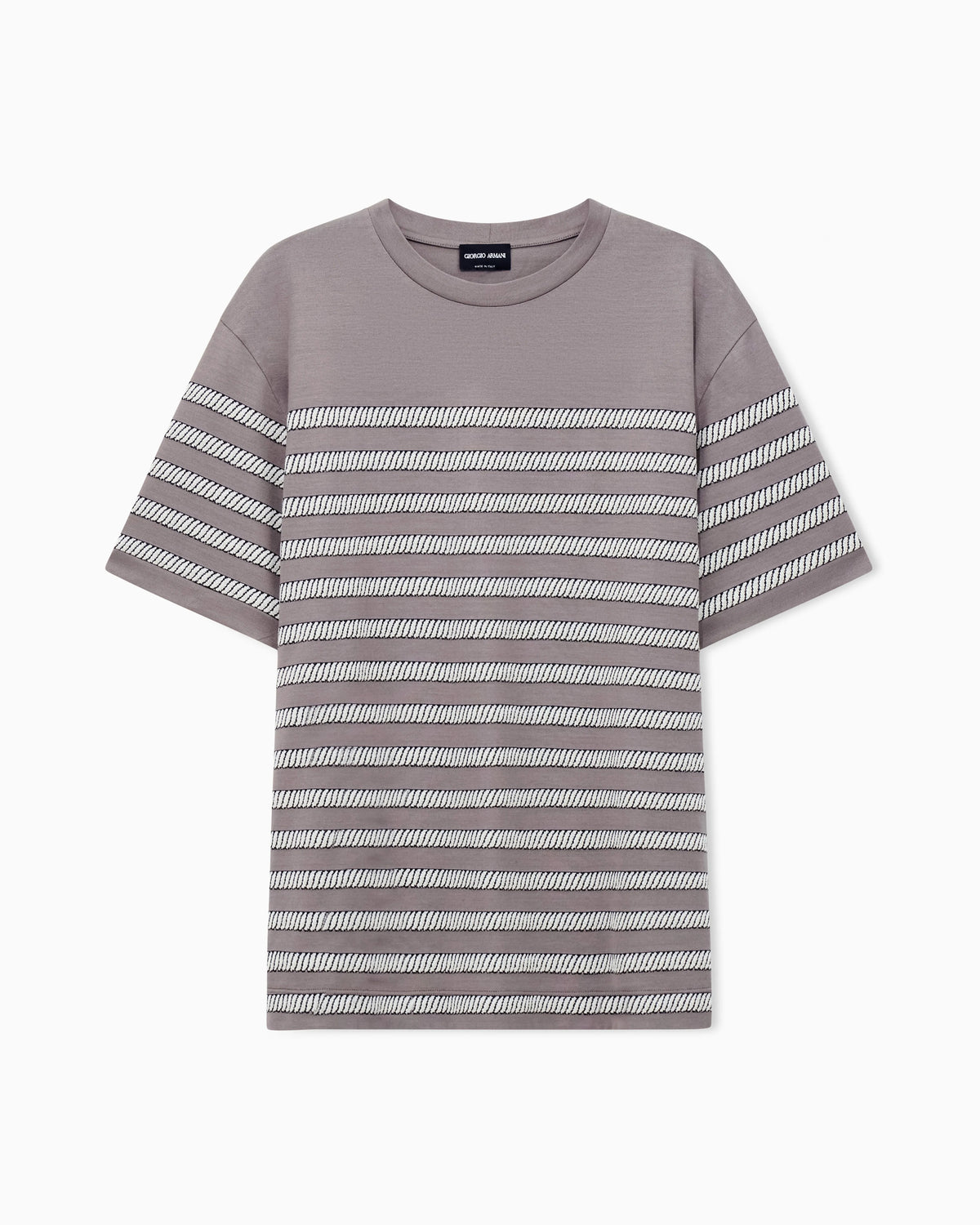 Crew-neck T-shirt with fil coupé weave