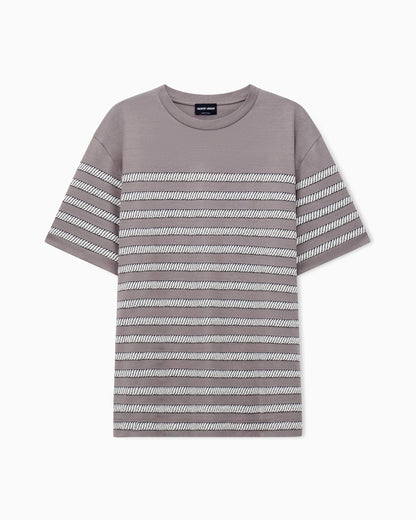 Crew-neck T-shirt with fil coupé weave