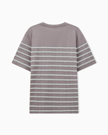 Crew-neck T-shirt with fil coupé weave