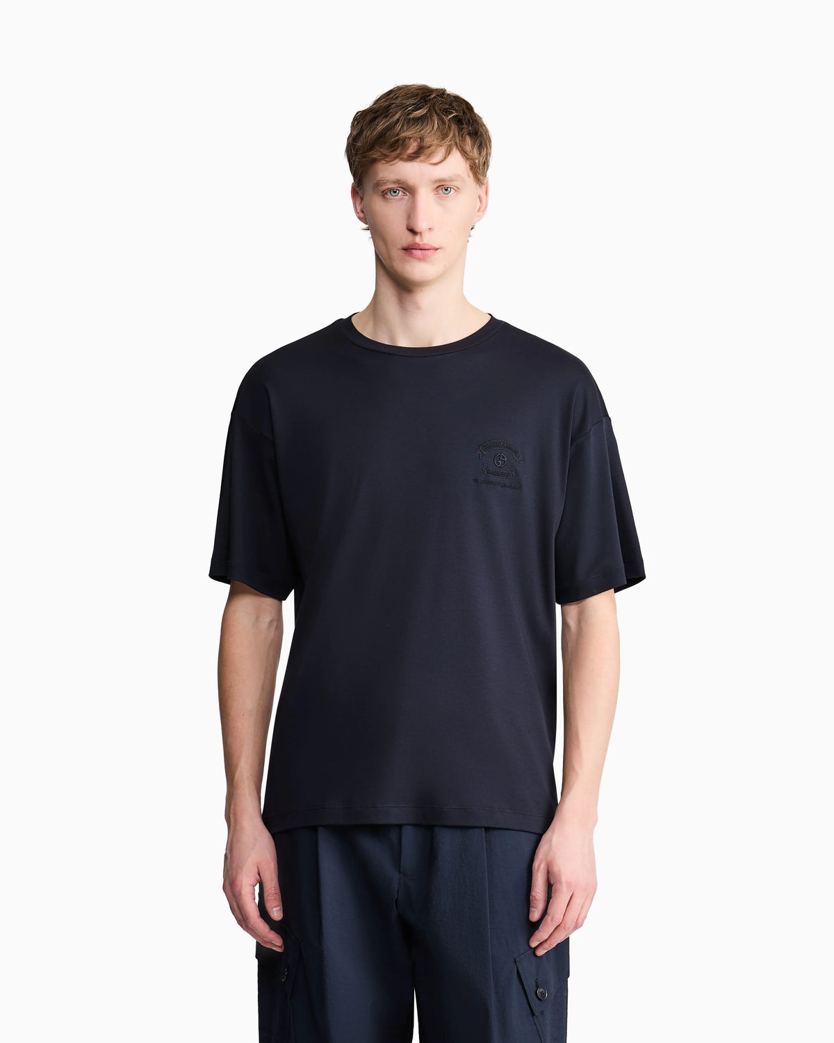 Cotton and modal T-shirt with embroidery