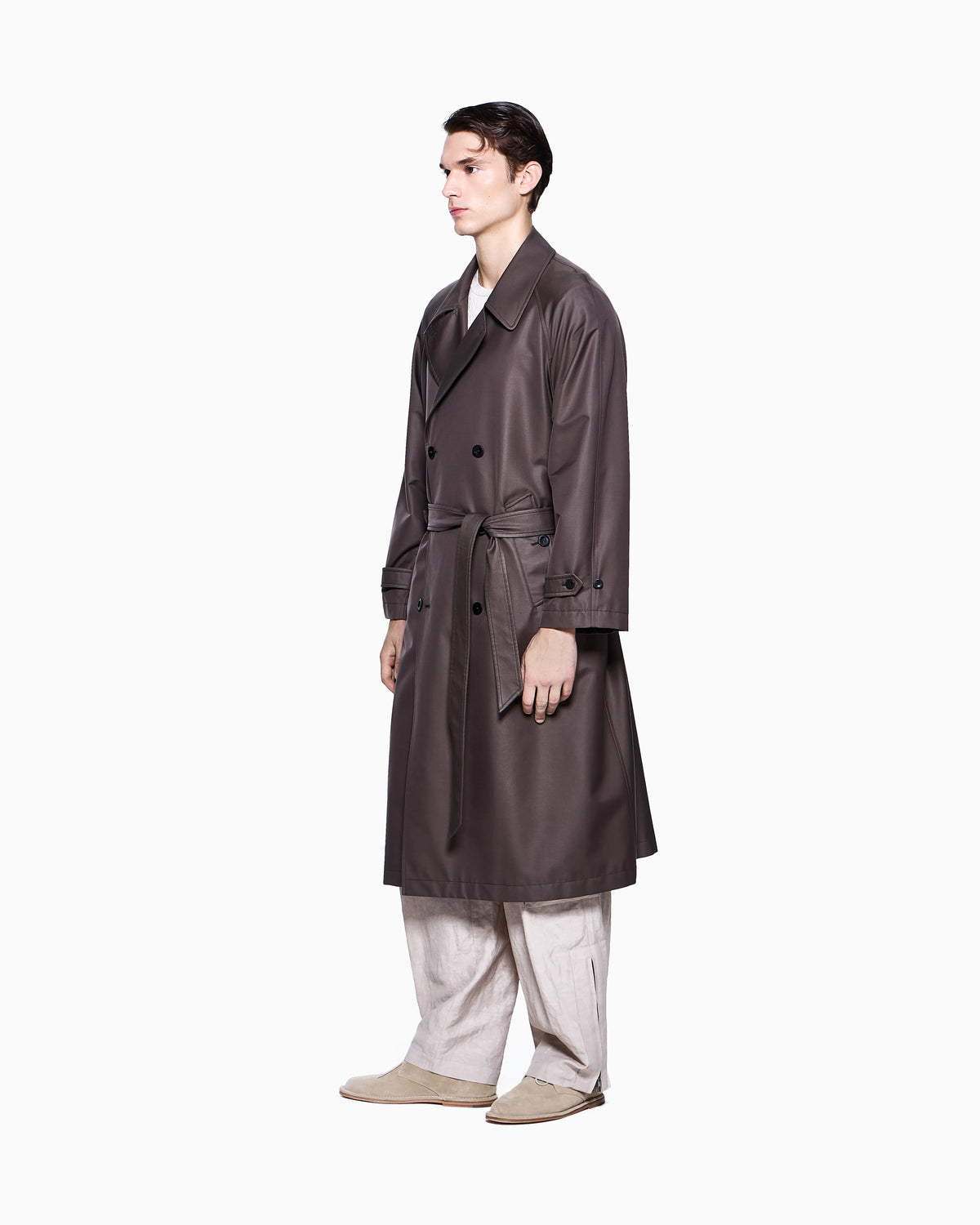 Silk-blend twill trench coat