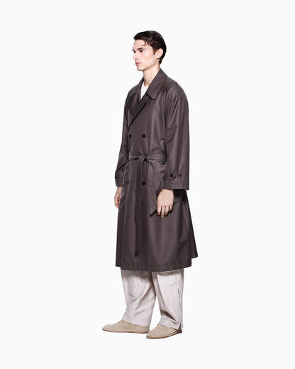 Silk-blend twill trench coat