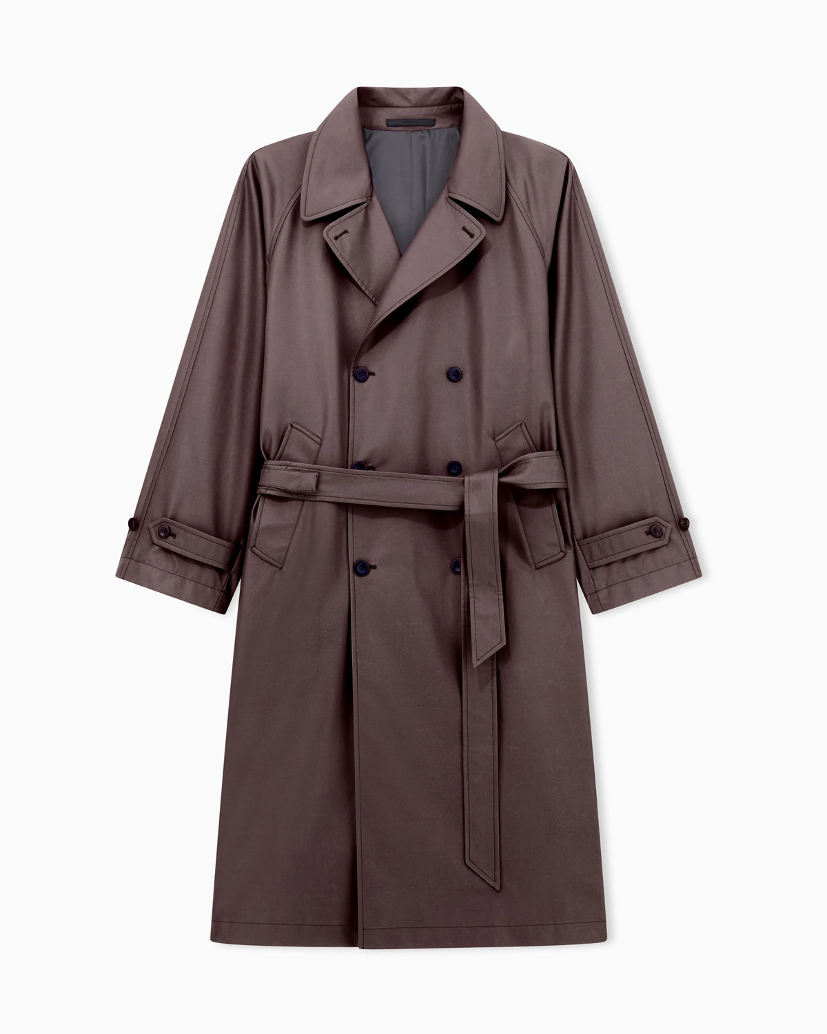 Silk-blend twill trench coat