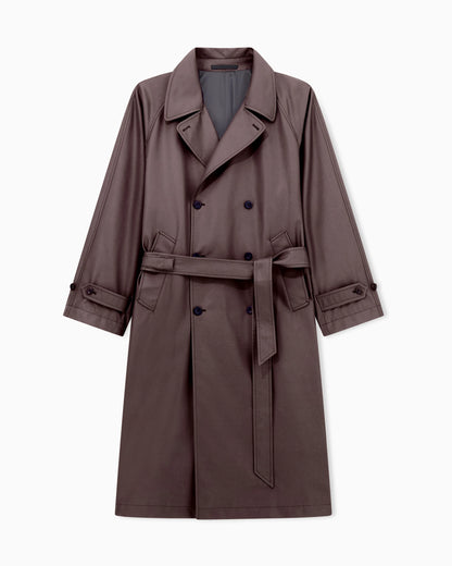 Silk-blend twill trench coat