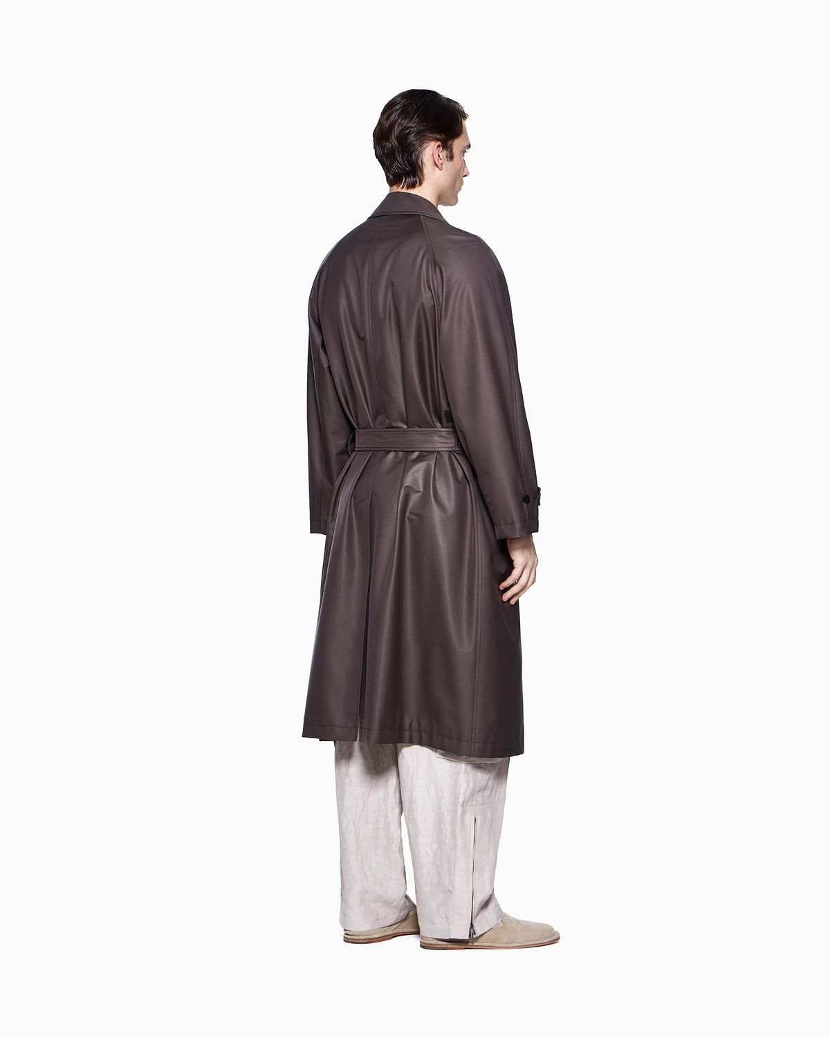 Silk-blend twill trench coat