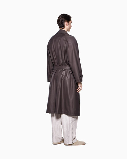 Silk-blend twill trench coat