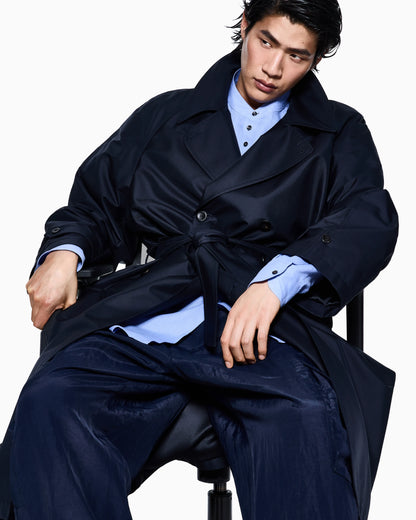 Silk-blend twill trench coat