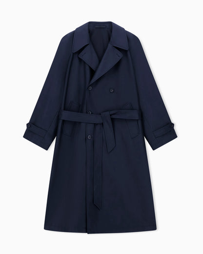 Silk-blend twill trench coat