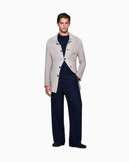 Single-breasted jacket in a links-stitch cotton knit