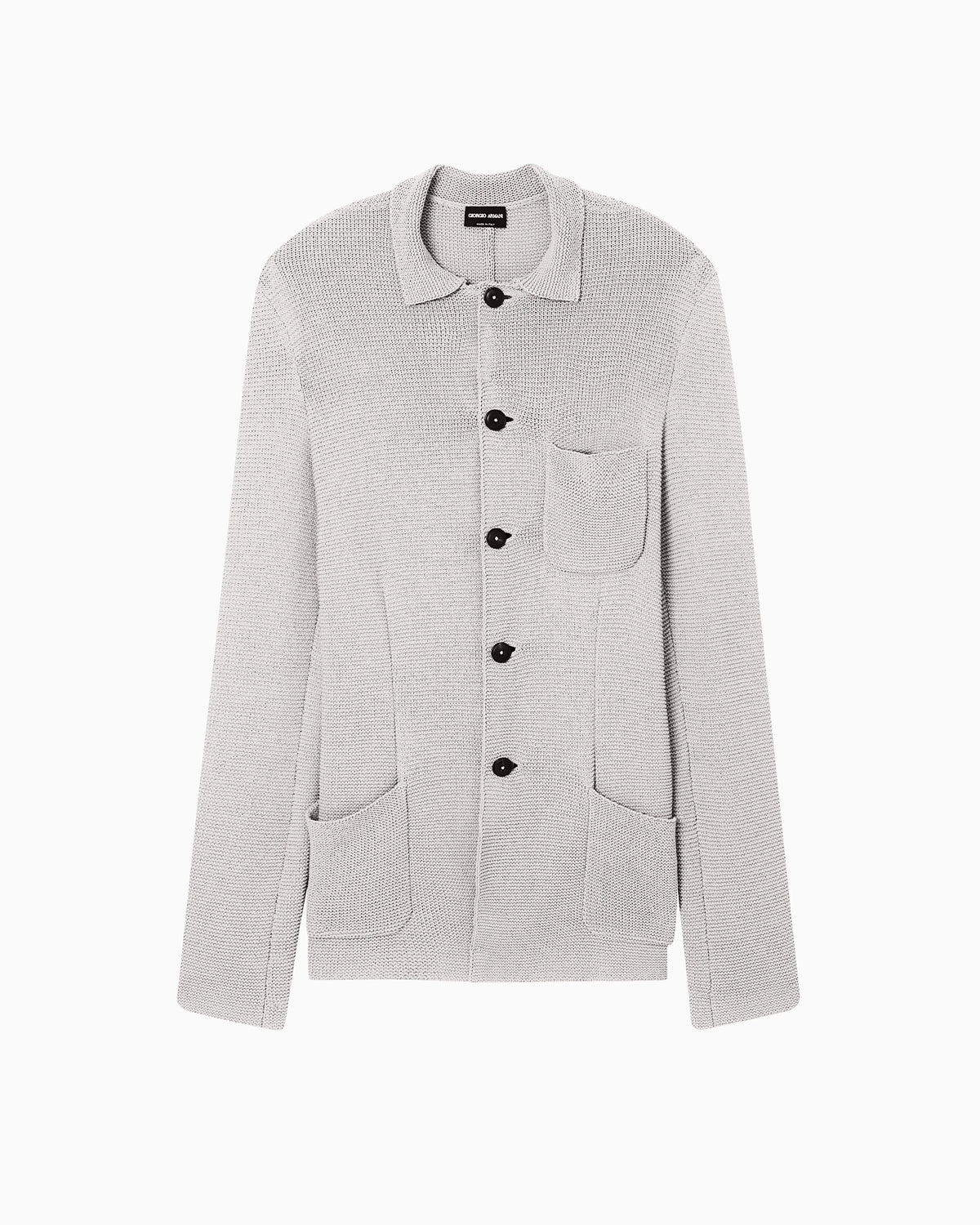 Single-breasted jacket in a links-stitch cotton knit