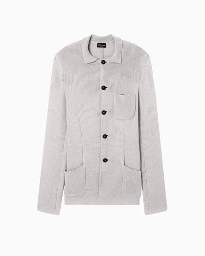 Single-breasted jacket in a links-stitch cotton knit