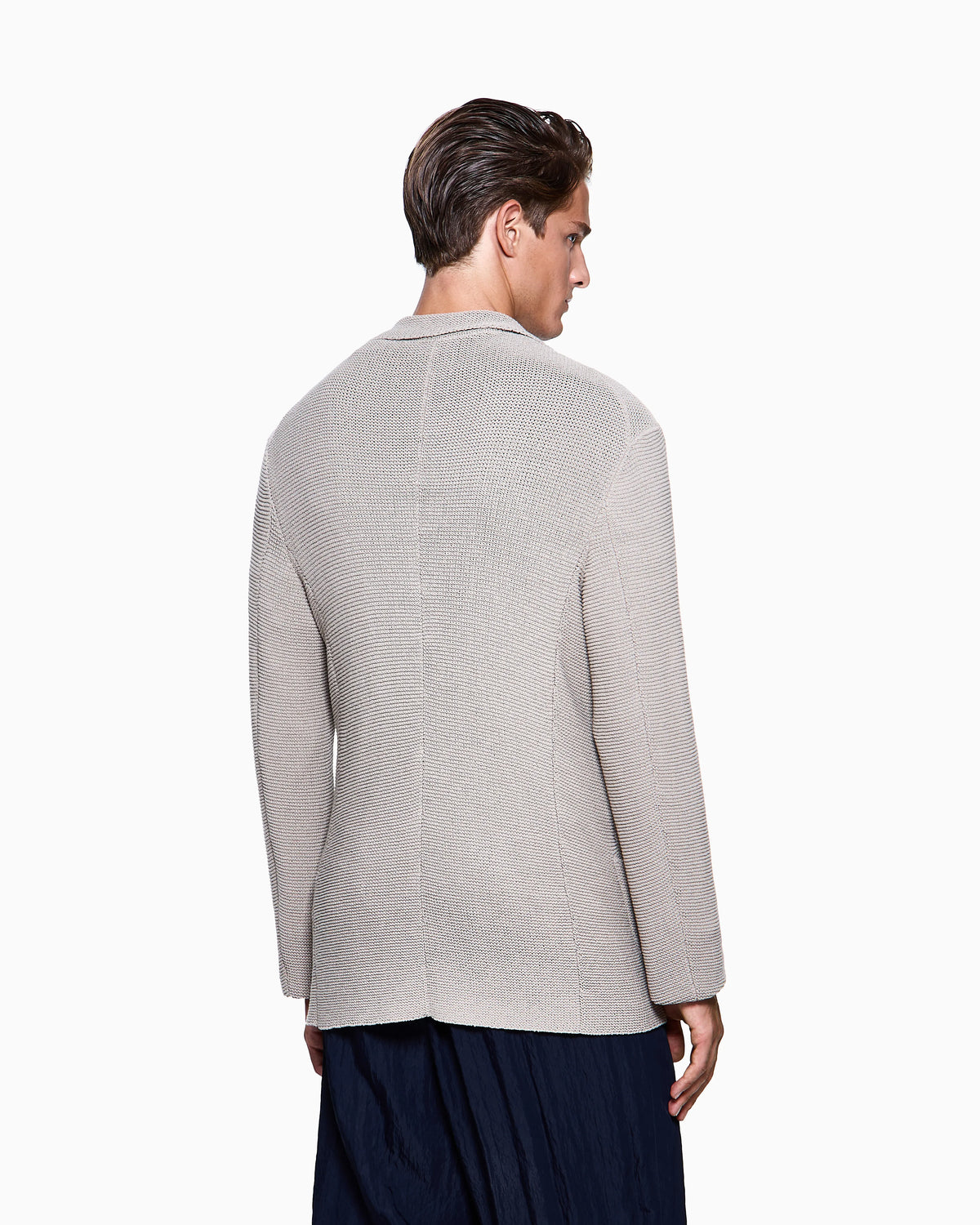 Single-breasted jacket in a links-stitch cotton knit