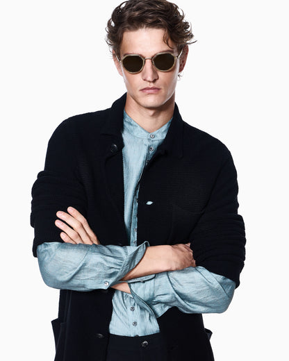 Single-breasted jacket in a links-stitch cotton knit