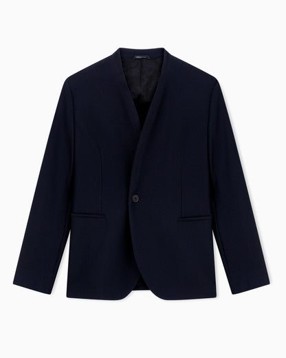 Single-breasted jacket in technical waffle fabric