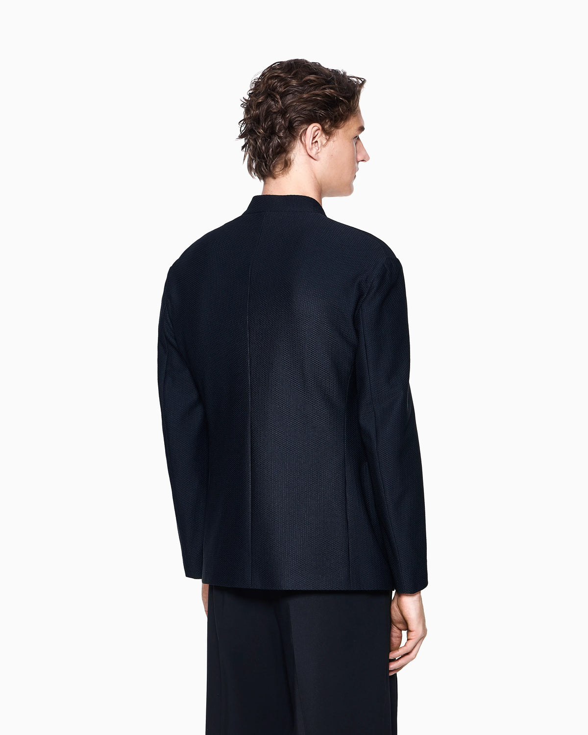 Single-breasted jacket in technical waffle fabric
