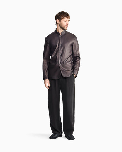 Single-breasted jacket in perforated nappa lambskin