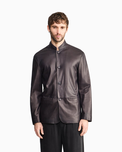 Single-breasted jacket in perforated nappa lambskin