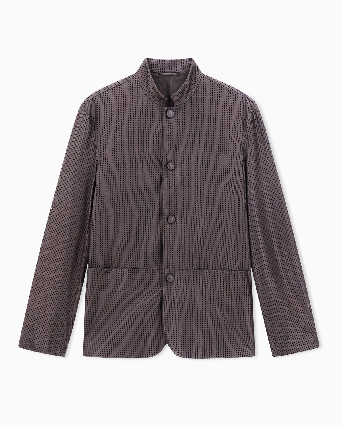 Single-breasted jacket in perforated nappa lambskin
