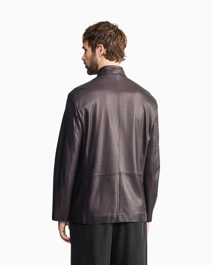Single-breasted jacket in perforated nappa lambskin
