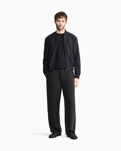 Chevron silk and cotton crew-neck jumper