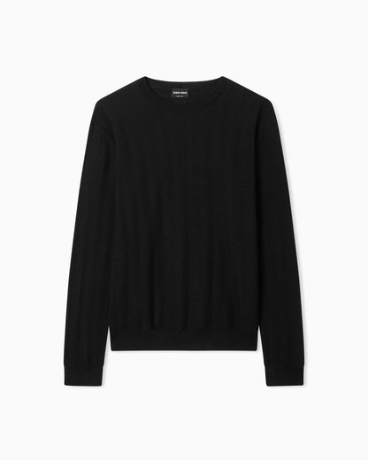 Chevron silk and cotton crew-neck jumper