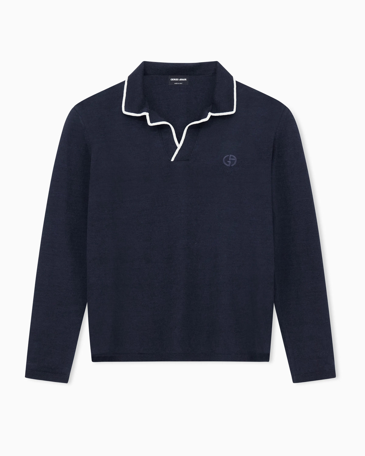 Linen and silk blend knit polo shirt