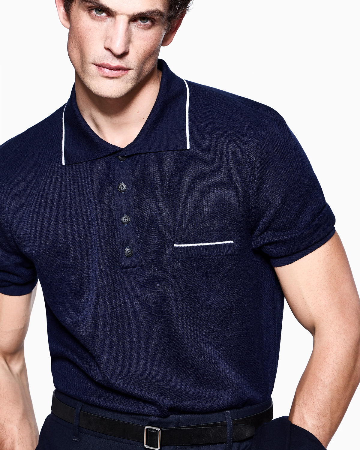 Polo shirt in cashmere and silk